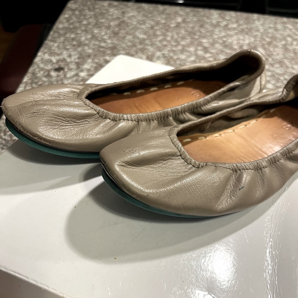 Tieks Ballerina flats are so comfortable you will love them. The color is taupe.
